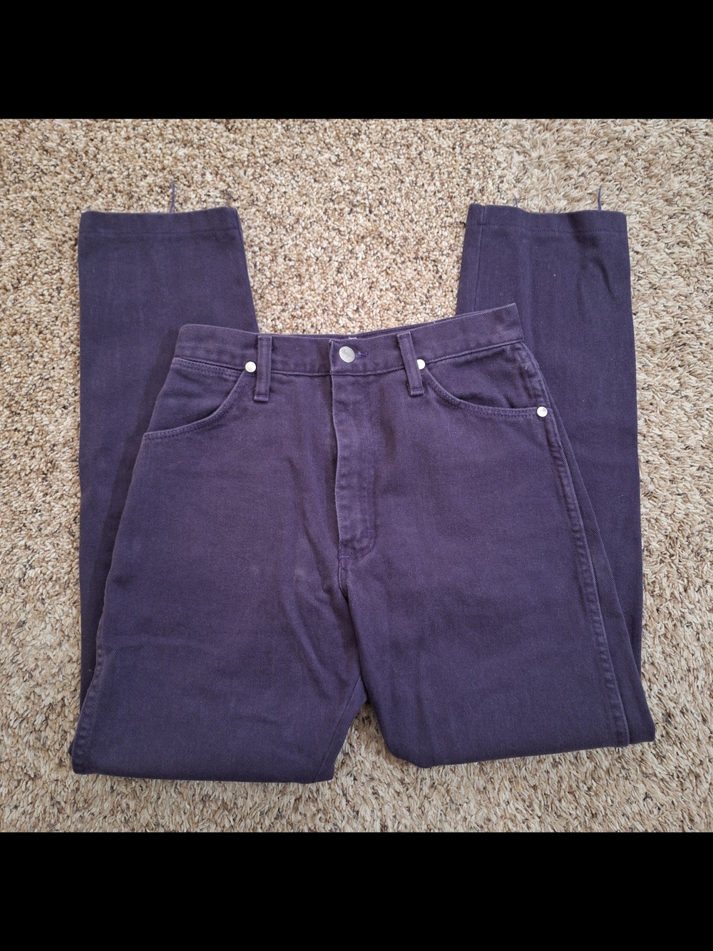 Vintage Wrangler Purple Denim Jeans High Rise Straight Leg USA Made